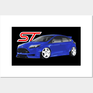 Focus ST Mk3 Performance Blue Hot hatch Posters and Art